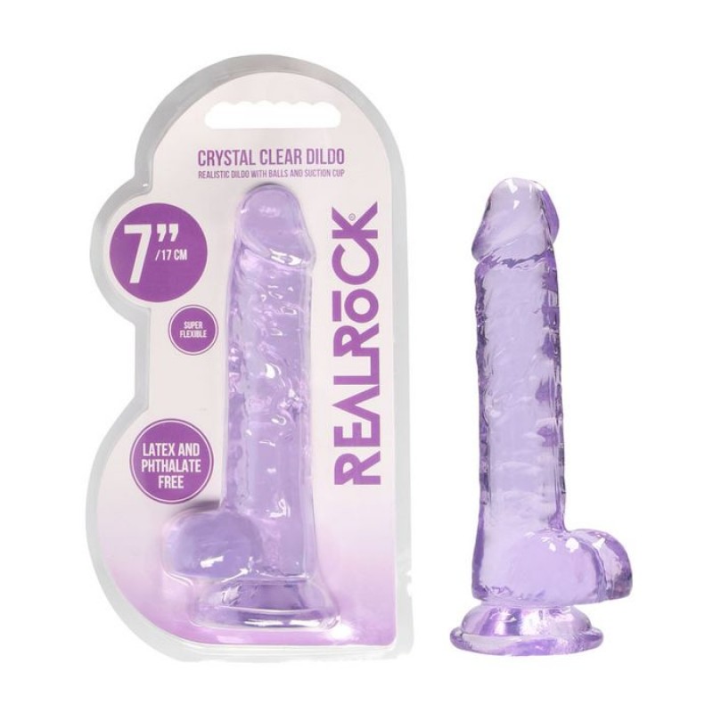 RealRock 7'' Realistic Dildo with Balls - Purple